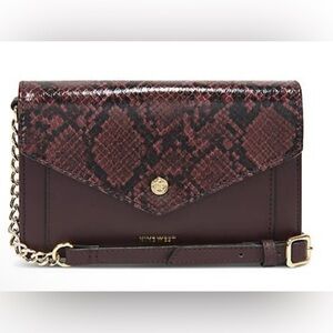 Nine West Burgundy Snake Print Crossbody Bag